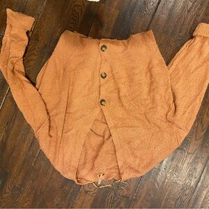 Free People Textured Orange Sweater